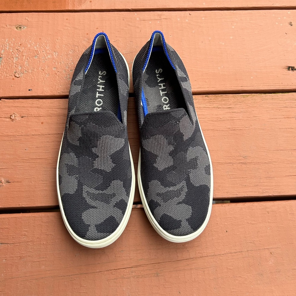Rothy's Grey Camo Slip-On Sneakers - Size 7W - Excellent Condition!